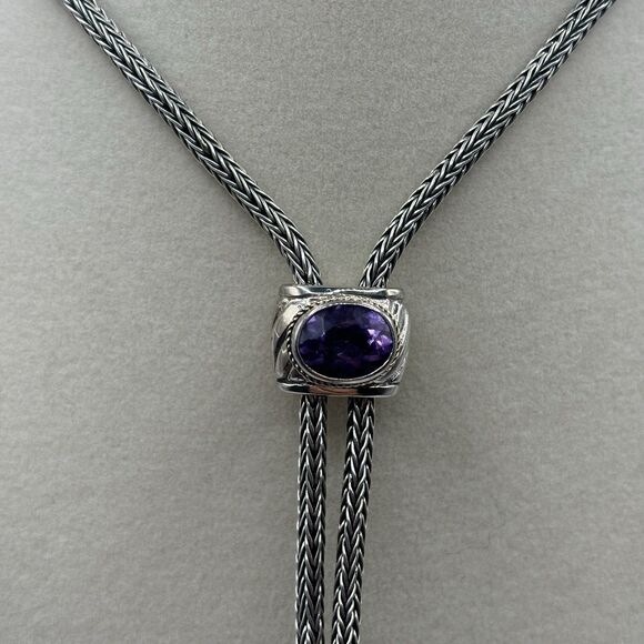 ROBERT MANSE 18KGOLD STERLING SILVER 30" LARAIT NECKLACE 41.2GR #5020 - Picture 3 of 6